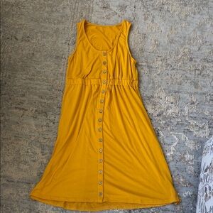 Mustard Button-Down Sleeveless Dress